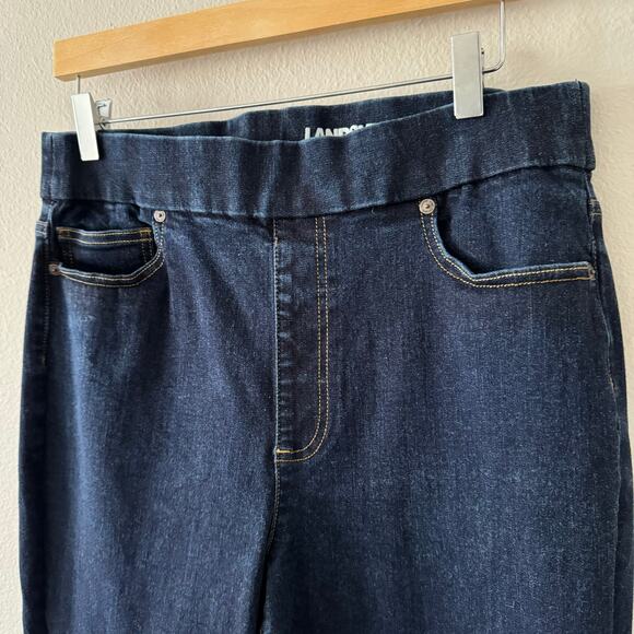 Land's End Mid Rise Curvy Pull On Skinny Stretch Jeans Jeggings Dark Wash Sz 14 - Picture 3 of 10